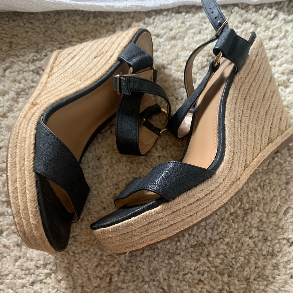 Black Wedge Sandals 8.5